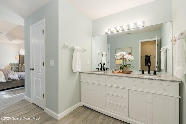 bathroom featuring vanity and wood-type flooring