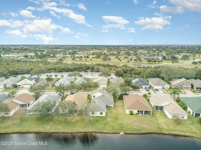 bird's eye view featuring a water view