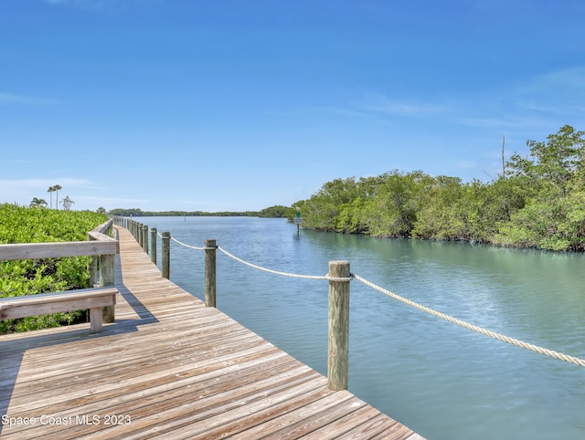 dock area featuring a water view