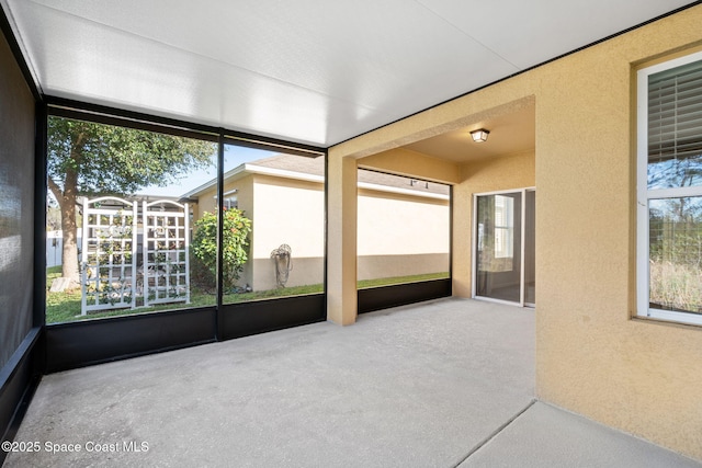 view of unfurnished sunroom