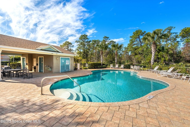 view of pool featuring a patio