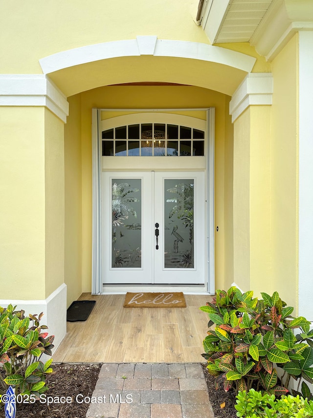 doorway to property with french doors