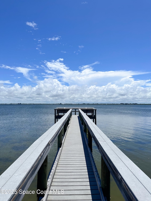 view of dock featuring a water view