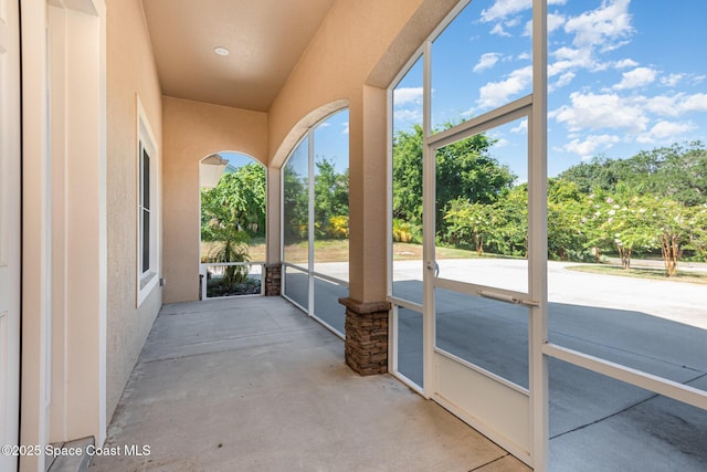 view of unfurnished sunroom