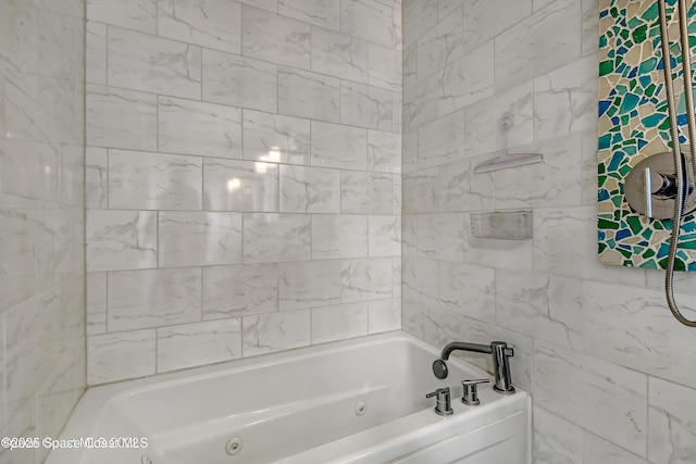 bathroom featuring independent shower and bath