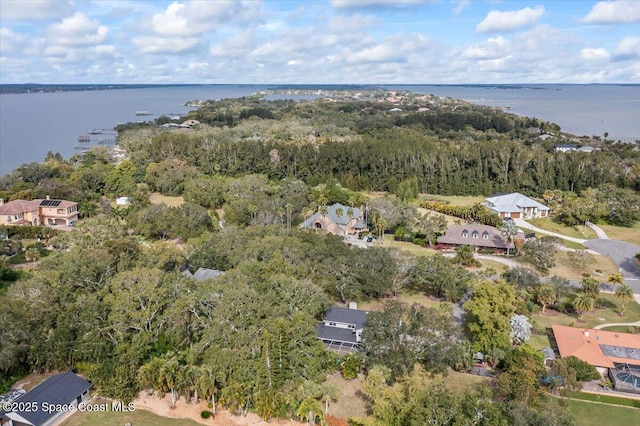 bird's eye view featuring a water view