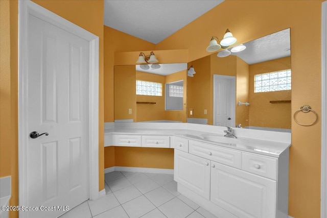 bathroom featuring vanity and tile patterned flooring