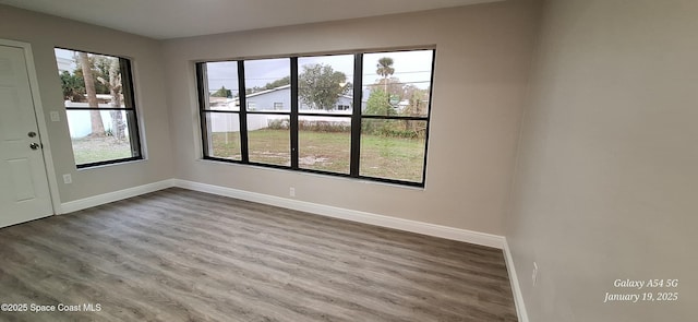 spare room with hardwood / wood-style flooring