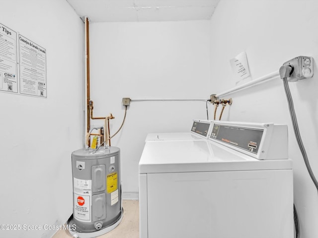 laundry area featuring separate washer and dryer and water heater