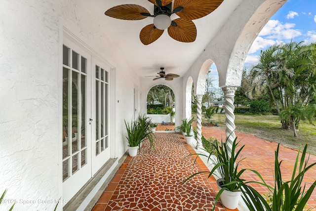 view of patio featuring french doors