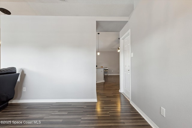 corridor featuring dark hardwood / wood-style flooring