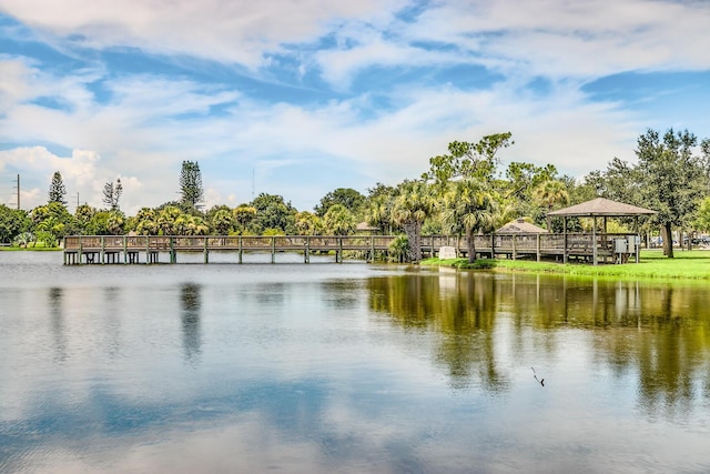 water view with a gazebo