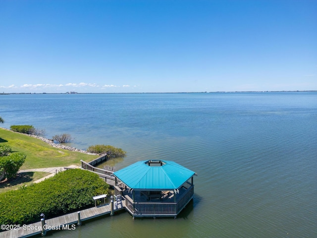 exterior space featuring a water view