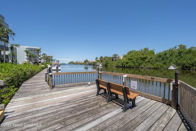 view of dock featuring a water view