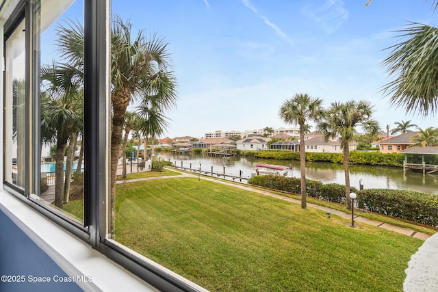 water view with a boat dock