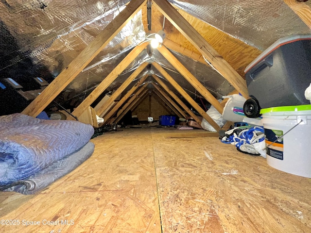 view of unfinished attic