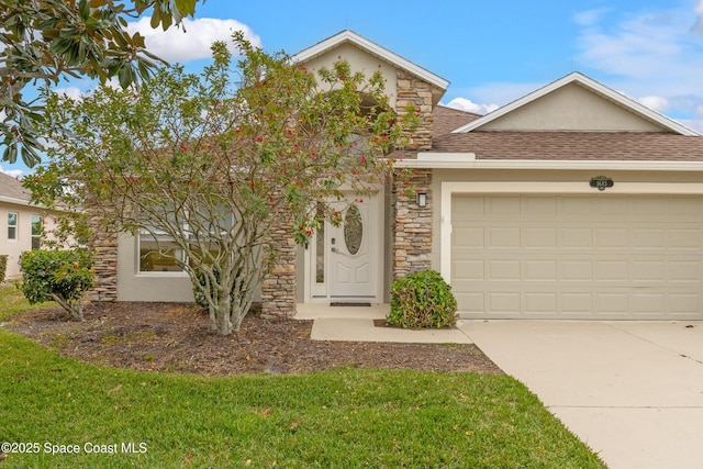 view of front of property featuring a garage