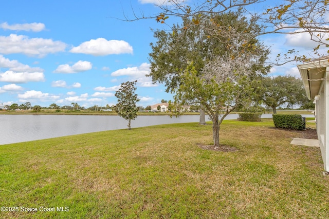 view of yard featuring a water view