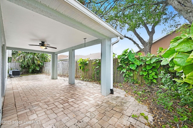 view of patio / terrace with cooling unit and ceiling fan