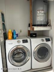 clothes washing area featuring washing machine and clothes dryer