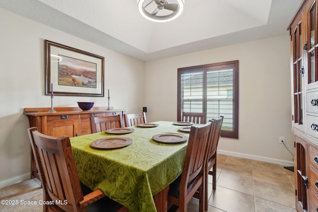 dining area featuring a raised ceiling