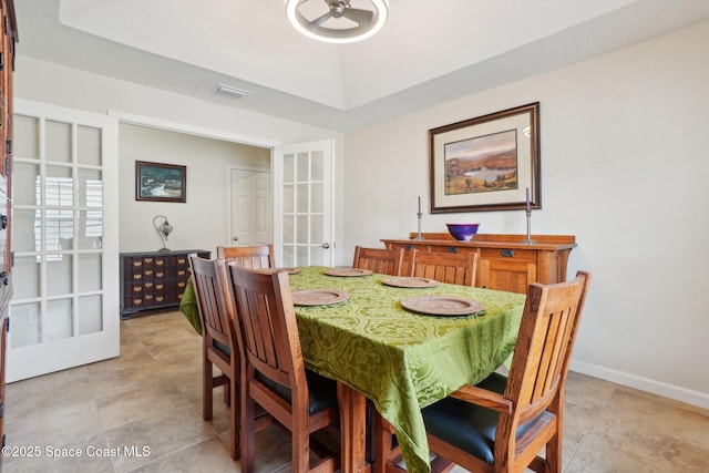 dining space with french doors