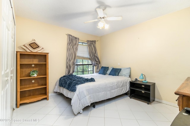 bedroom featuring ceiling fan