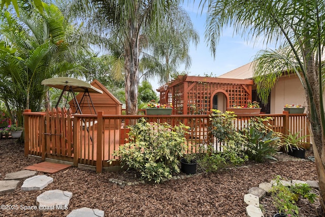 view of yard featuring a deck