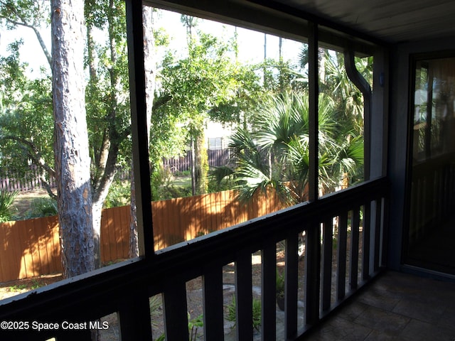 view of unfurnished sunroom