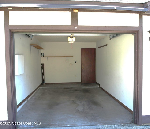 garage with a garage door opener