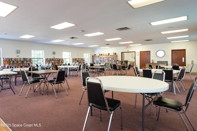 dining room with carpet floors