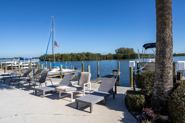 exterior space with a water view