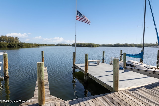 view of dock featuring a water view