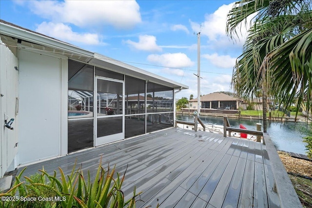 deck with a water view