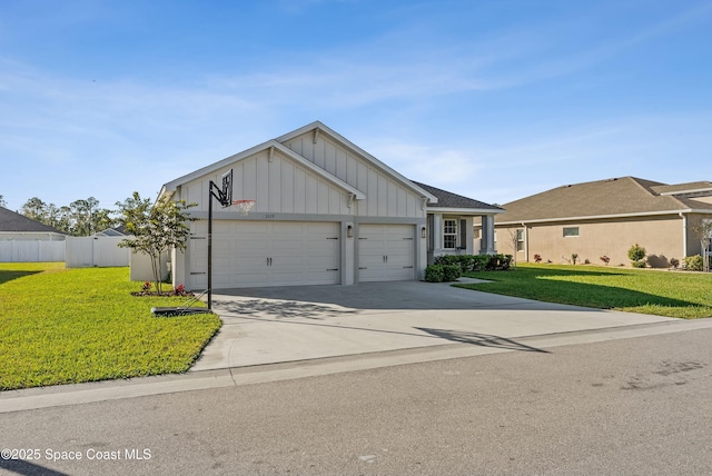 view of front facade with a front lawn and a garage