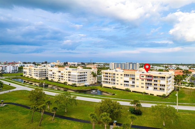 bird's eye view featuring a water view