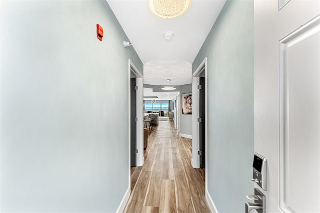 hallway with light wood-type flooring