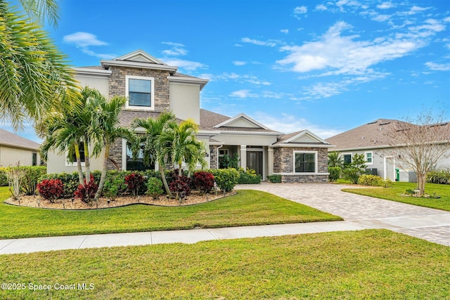 view of front of home with a front yard