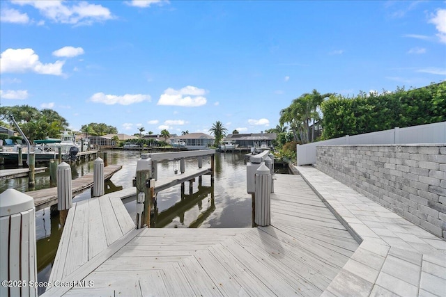 view of dock featuring a water view