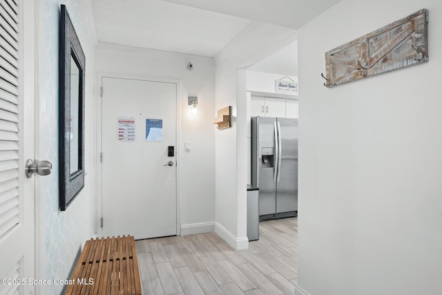 hallway with crown molding