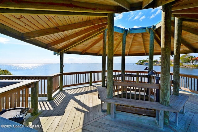 300 Columbia Dr Unit 5051, Cape Canaveral, FL 32920 - dock area with a gazebo and a deck with water view