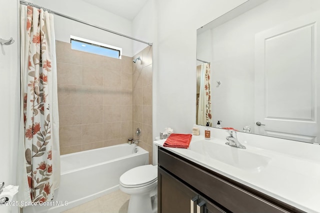 full bathroom featuring toilet, vanity, and shower / bath combo