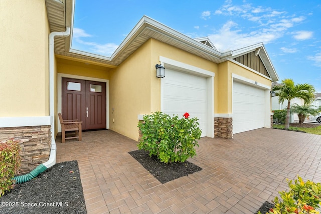 entrance to property with a garage