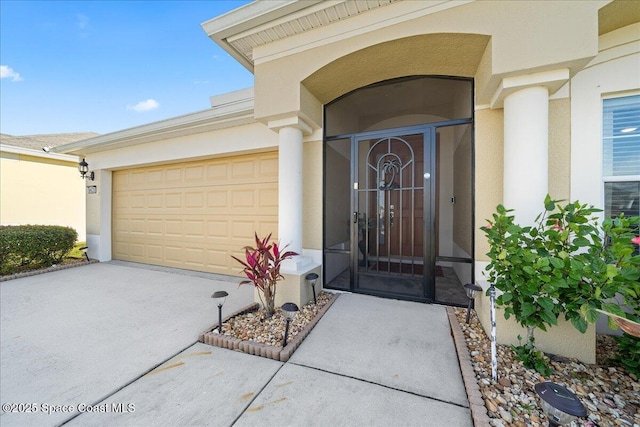 entrance to property with a garage