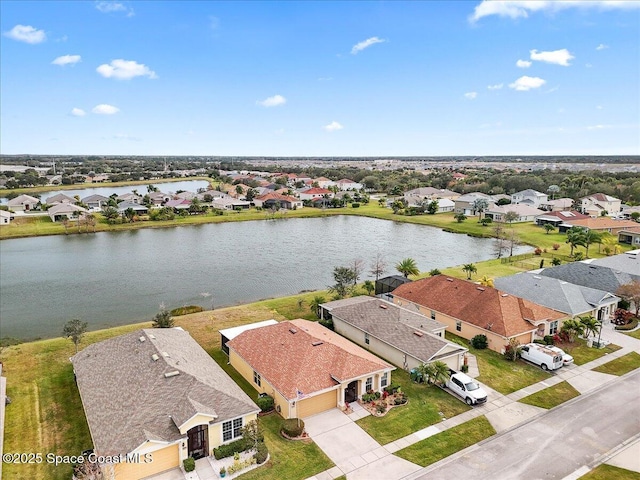 bird's eye view featuring a water view