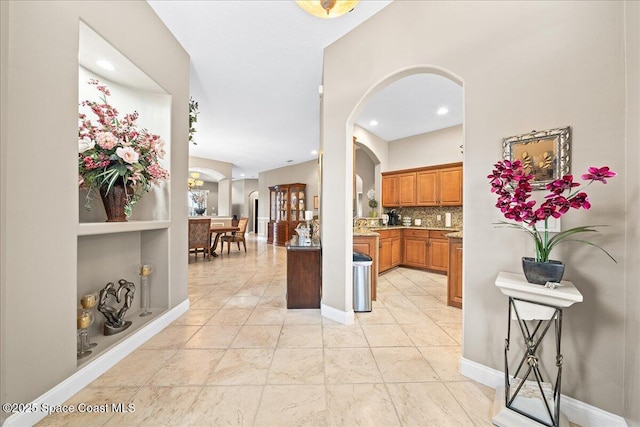 kitchen with tasteful backsplash