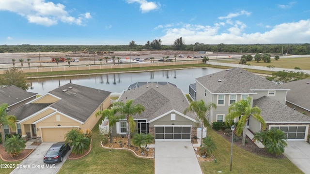 bird's eye view featuring a water view