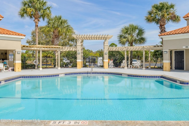 view of pool with a pergola