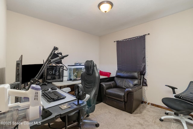 office space with light colored carpet