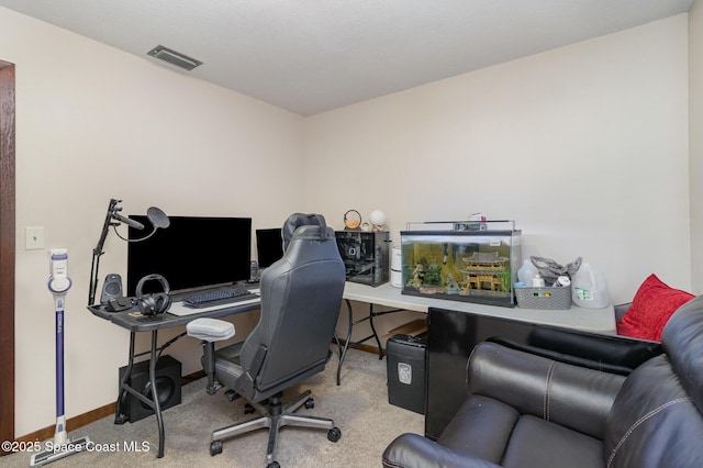 view of carpeted office space